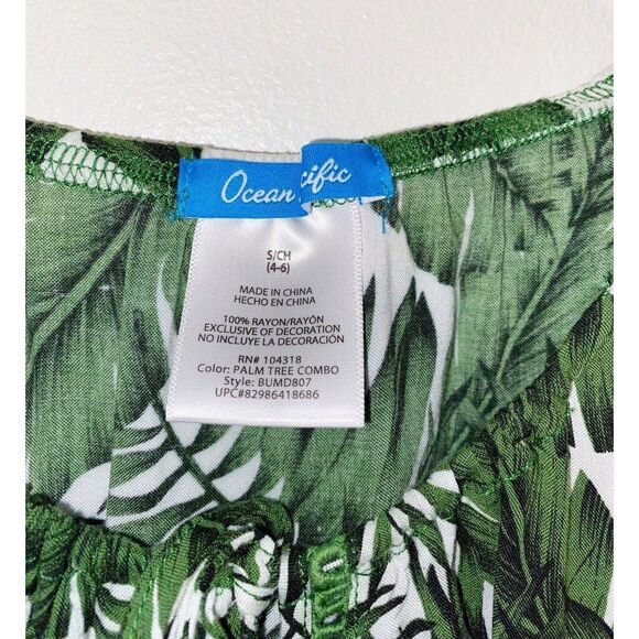 Ocean Pacific Tropical Print Green Mini Dress Size Small 6-8 - Picture 2 of 4